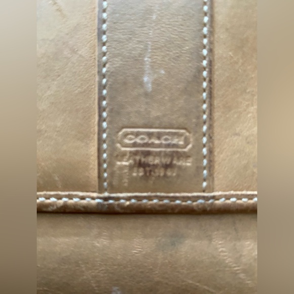 Vintage Coach Tan Genuine Leather Bifold Credit Card Long Wallet Clutch - Picture 2 of 9